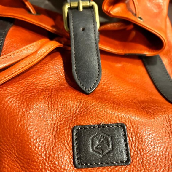 Genuine Italian Leather Backpack - Burnt Orange - Unisex - Picture 3 of 10